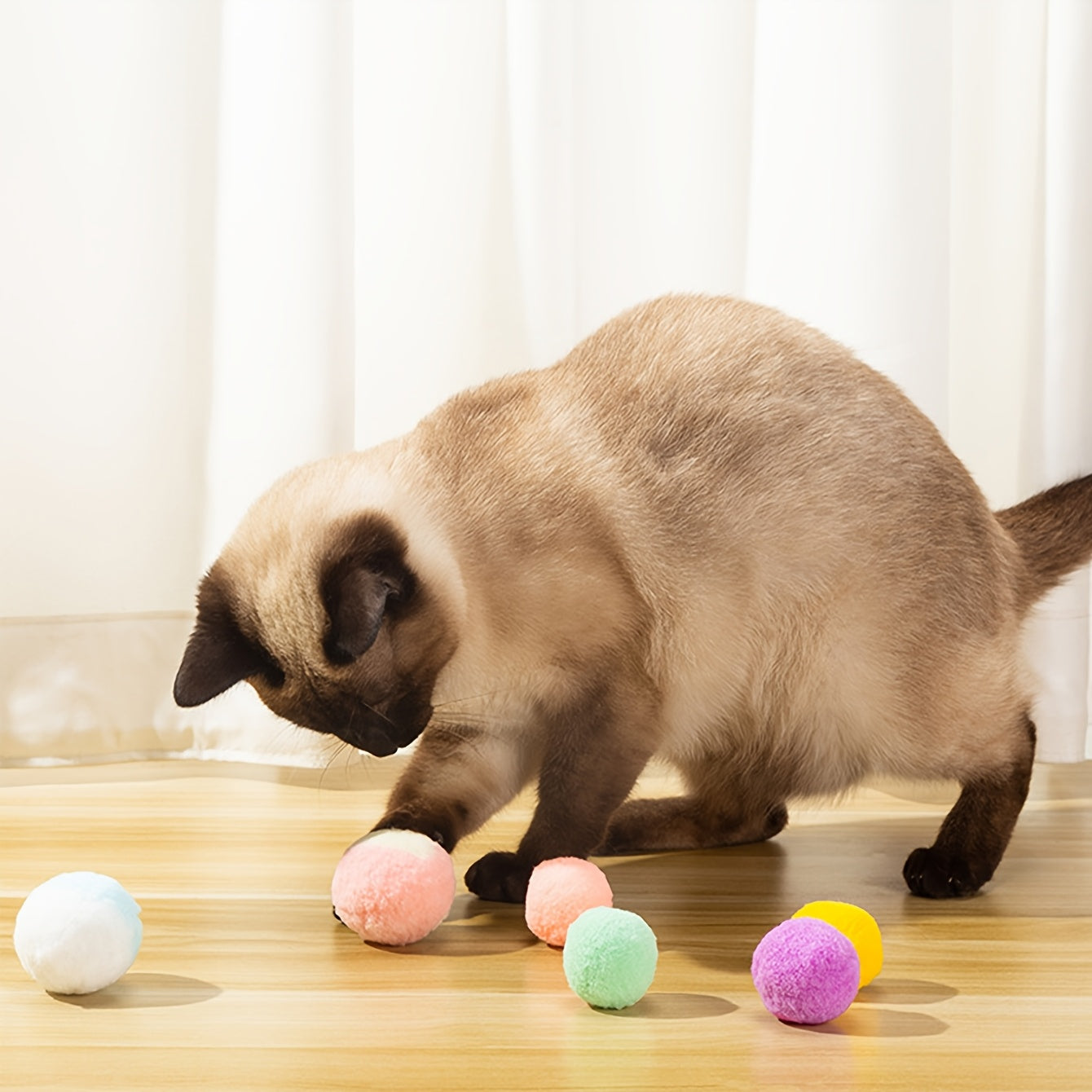 2 Boxes Of 24pcs Cat Toy Balls For Cats To Enjoy Themselves Relieve Boredom Quiet Elastic Balls Plush Balls Play With Cats, Without Battery