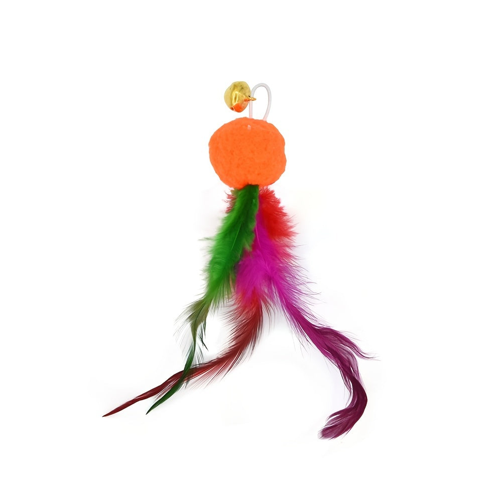 4pcs Fun And Interactive Cat Toys - Teasing Stick, Fur Ball, Feather, And Bell!