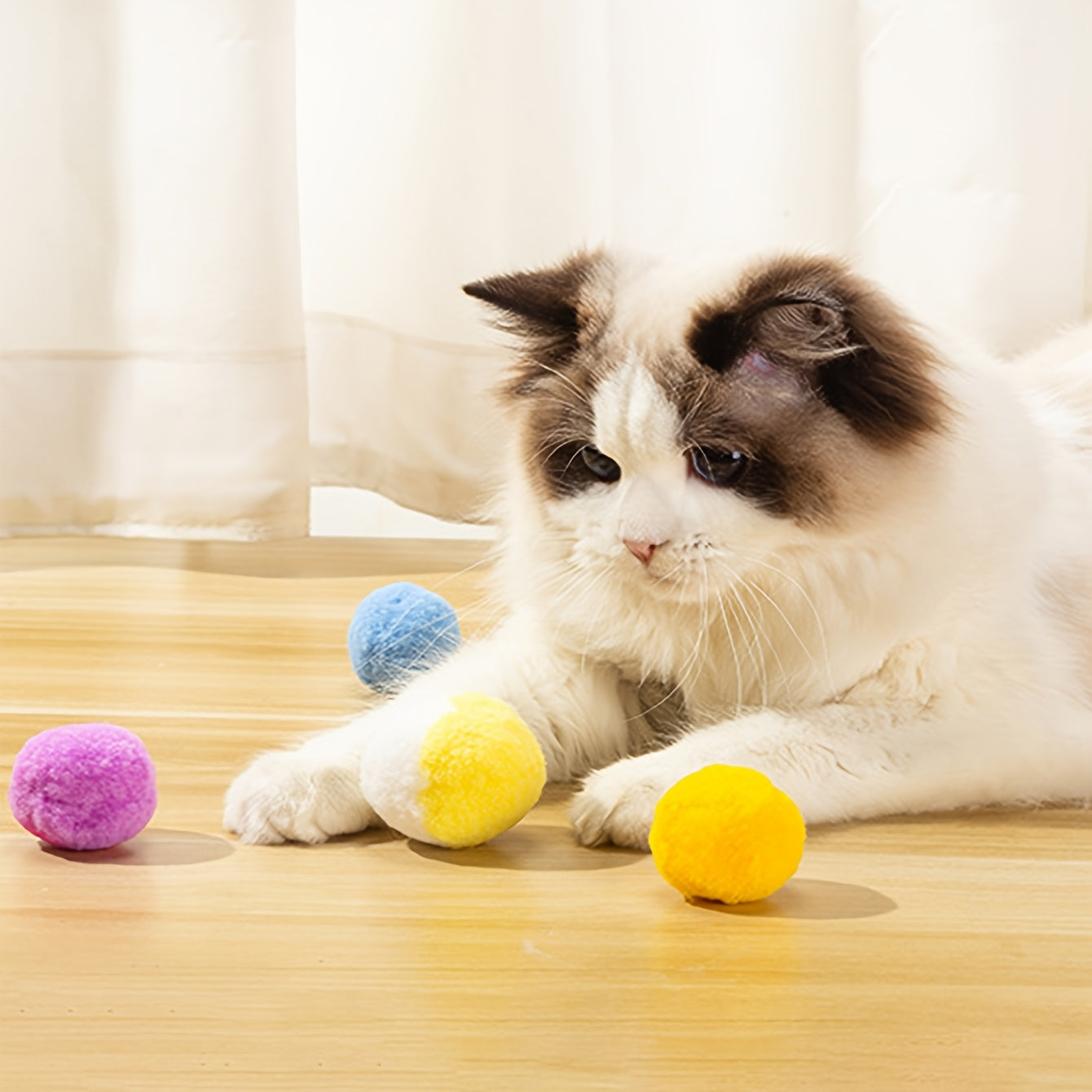 2 Boxes Of 24pcs Cat Toy Balls For Cats To Enjoy Themselves Relieve Boredom Quiet Elastic Balls Plush Balls Play With Cats, Without Battery