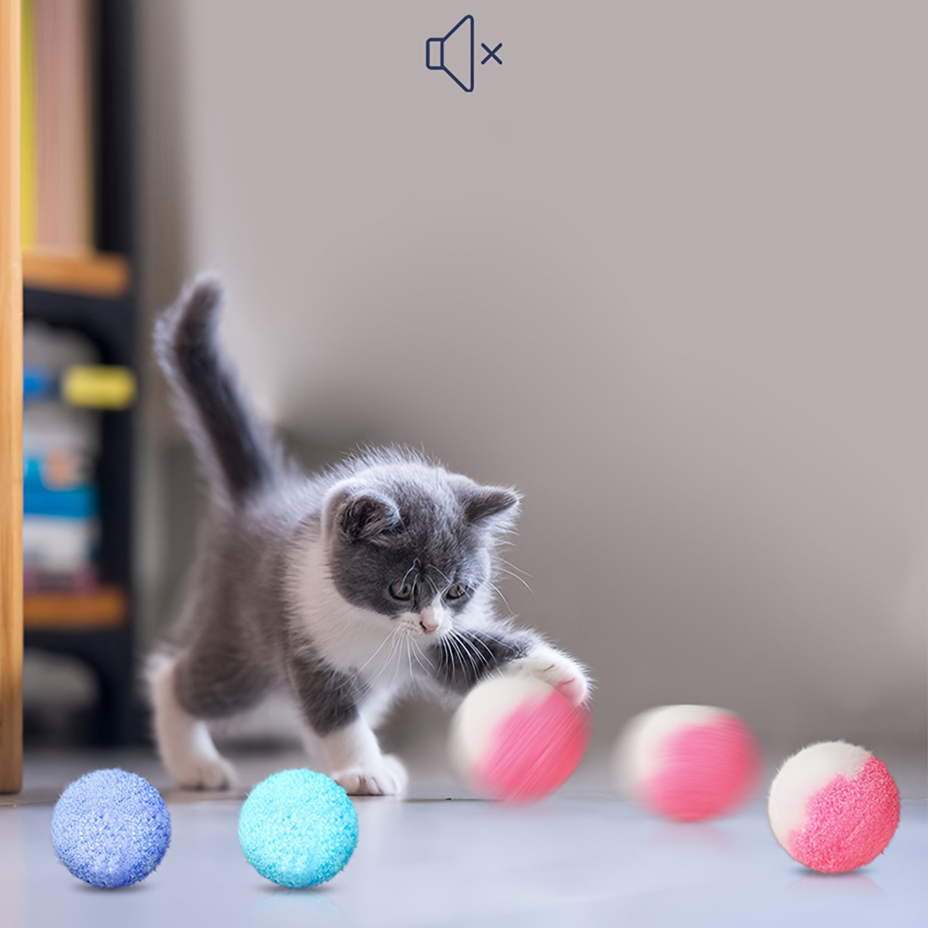 2 Boxes Of 24pcs Cat Toy Balls For Cats To Enjoy Themselves Relieve Boredom Quiet Elastic Balls Plush Balls Play With Cats, Without Battery