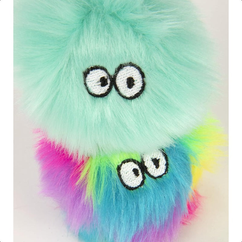 2 Count Fuzzy Friends Plush Pet Herb Ball Cat Toys Rainbow Turquoise 2 Count