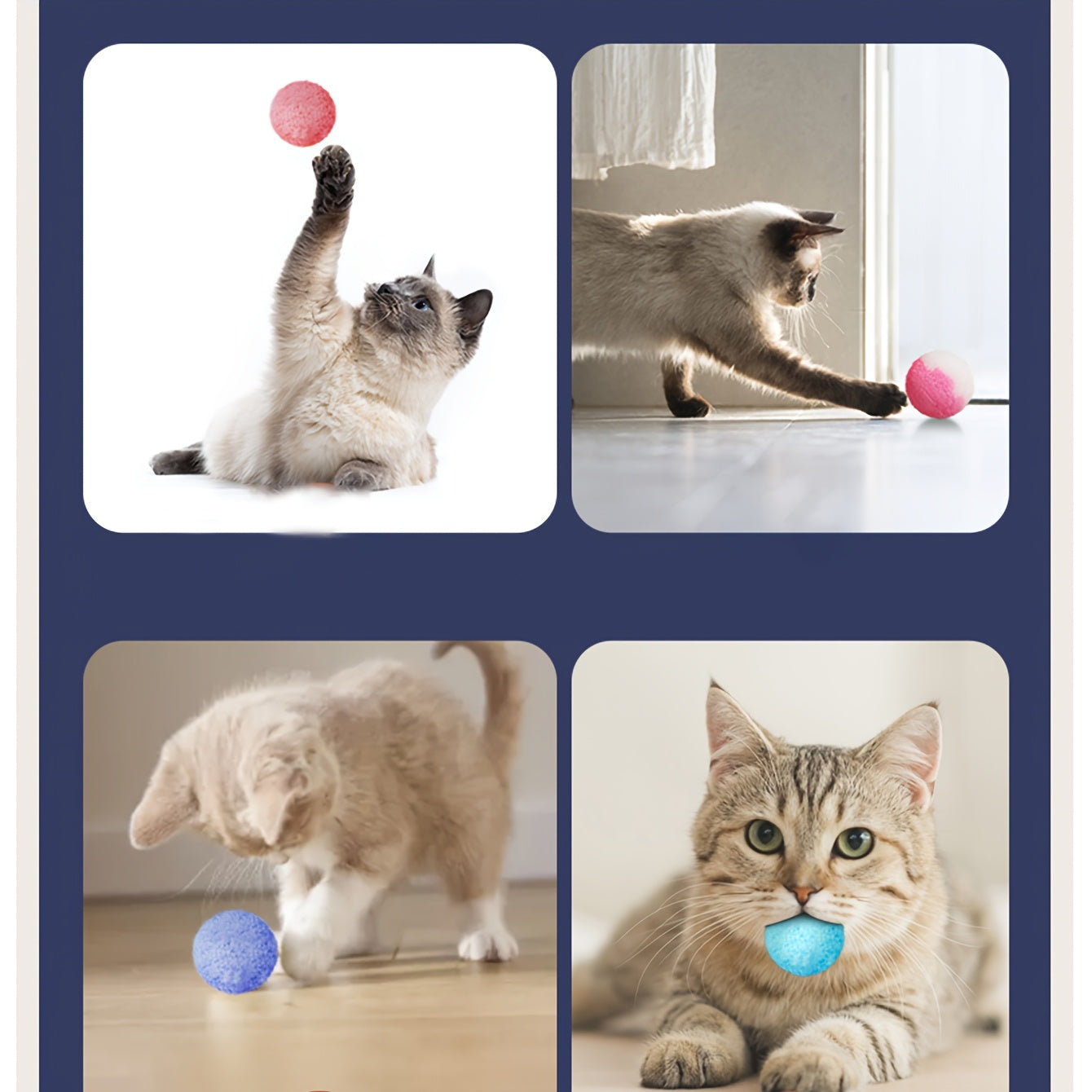 2 Boxes Of 24pcs Cat Toy Balls For Cats To Enjoy Themselves Relieve Boredom Quiet Elastic Balls Plush Balls Play With Cats, Without Battery