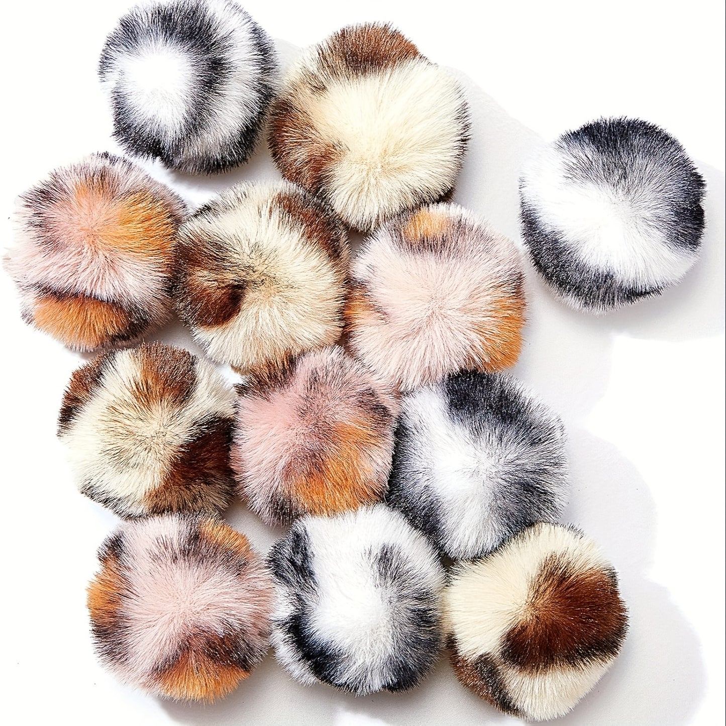 12pcs Large Fuzzy Cat Pom Pom Balls - Interactive Plush Toy for Indoor Play, Soft Fabric Striped Design, Perfect for Small Breeds & Kittens, Cat Toy Ball, Kitten Playthemed Design, Fluffy Texture, Without Battery