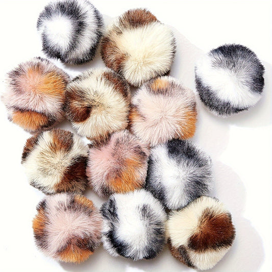12pcs Large Fuzzy Cat Pom Pom Balls - Interactive Plush Toy for Indoor Play, Soft Fabric Striped Design, Perfect for Small Breeds & Kittens, Cat Toy Ball, Kitten Playthemed Design, Fluffy Texture, Without Battery