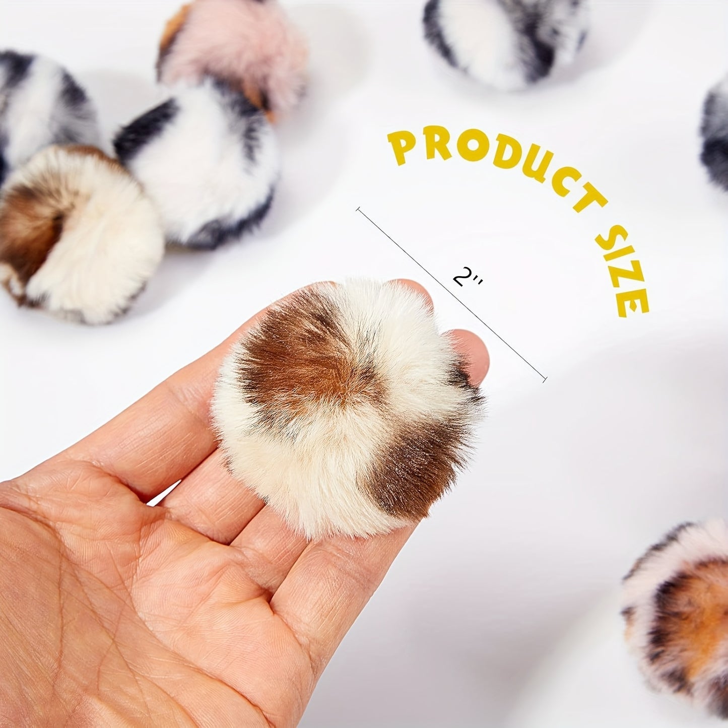 12pcs Large Fuzzy Cat Pom Pom Balls - Interactive Plush Toy for Indoor Play, Soft Fabric Striped Design, Perfect for Small Breeds & Kittens, Cat Toy Ball, Kitten Playthemed Design, Fluffy Texture, Without Battery