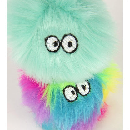 2 Count Fuzzy Friends Plush Pet Herb Ball Cat Toys Rainbow Turquoise 2 Count