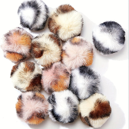 12pcs Large Fuzzy Cat Pom Pom Balls - Interactive Plush Toy for Indoor Play, Soft Fabric Striped Design, Perfect for Small Breeds & Kittens, Cat Toy Ball, Kitten Playthemed Design, Fluffy Texture, Without Battery