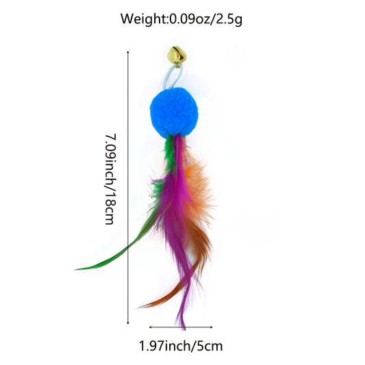 4pcs Fun And Interactive Cat Toys - Teasing Stick, Fur Ball, Feather, And Bell!